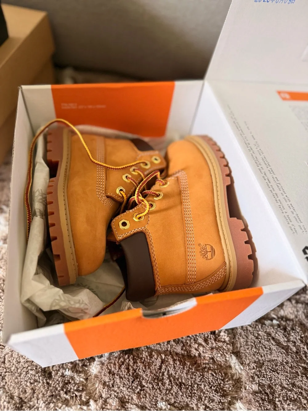 Timberland Kids Wheat/Chestnut Nubuck Lace-Up Boots